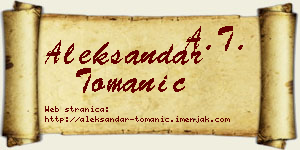 Aleksandar Tomanić vizit kartica